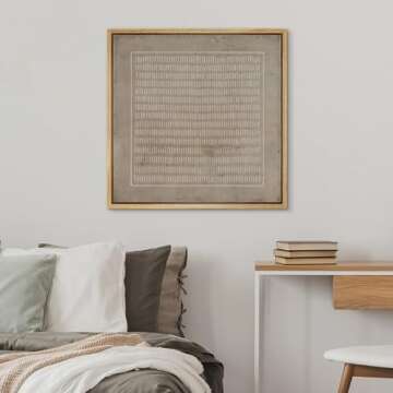 SIGNWIN Framed Canvas Print Wall Art Grunge Pastel Geometric Line Collage Abstract Shapes Illustrations Modern Art Decorative Boho Relax/Zen Nordic for Living Room, Bedroom, Office - 24"x24" Natural