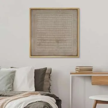 SIGNWIN Framed Canvas Print Wall Art Grunge Pastel Geometric Line Collage Abstract Shapes Illustrations Modern Art Decorative Boho Relax/Zen Nordic for Living Room, Bedroom, Office - 24"x24" Natural