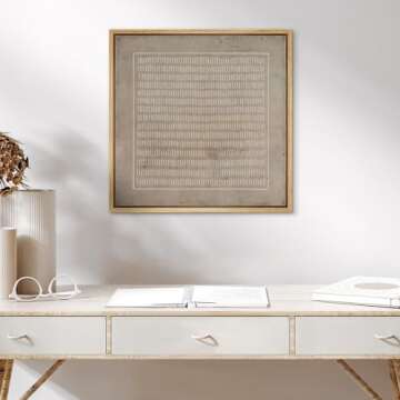 SIGNWIN Framed Canvas Print Wall Art Grunge Pastel Geometric Line Collage Abstract Shapes Illustrations Modern Art Decorative Boho Relax/Zen Nordic for Living Room, Bedroom, Office - 24"x24" Natural