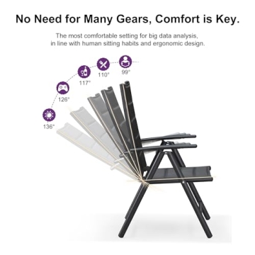 PURPLE LEAF Outdoor Patio Dining Set with 8 Folding Chairs