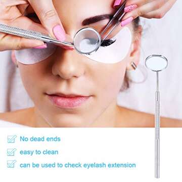 Brrnoo Eyelash Extension Tools, Stainless Steel Mirror for Checking Eyelash Extension Applying