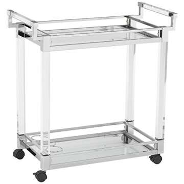 Studio 55D Rossi 32 3/4" Wide Clear Acrylic and Chrome Rolling Serving Bar Cart