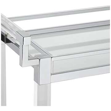 Studio 55D Rossi 32 3/4" Wide Clear Acrylic and Chrome Rolling Serving Bar Cart