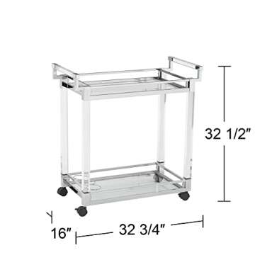 Studio 55D Rossi 32 3/4" Wide Clear Acrylic and Chrome Rolling Serving Bar Cart