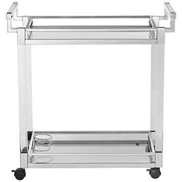 Studio 55D Rossi 32 3/4" Wide Clear Acrylic and Chrome Rolling Serving Bar Cart