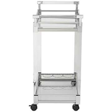 Studio 55D Rossi 32 3/4" Wide Clear Acrylic and Chrome Rolling Serving Bar Cart