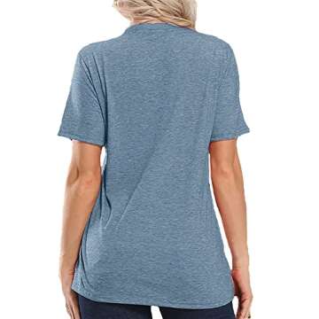 Christmas Blouses for Women Merry and Bright Christmas Shirts Holiday Tops Causal Short Sleeve Winter,Ink Blue L