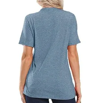 Christmas Blouses for Women Merry and Bright Christmas Shirts Holiday Tops Causal Short Sleeve Winter,Ink Blue L