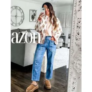 Wyeysyt Women's Cropped Quilted Jacket Floral Print Padded Puffer Jackets Lightweight Open Front Cardigan Coat Outwear (Apricot-M)