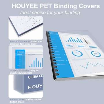HOUYEE 100 Pack Ultra Clear Binding Presentation Covers, Clear Report Covers, Polythylene Terephthalate,8 Mil,8-1/2 x 11 Inches, Letter Size
