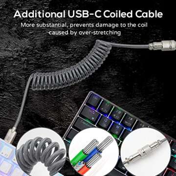 RK ROYAL KLUDGE RK61 60% Mechanical Keyboard with Coiled Cable, 2.4Ghz/Bluetooth/Wired, Bluetooth 61 Keys, Wireless RGB Hot Swappable Brown Switch Gaming Mini Keyboard with Software - White