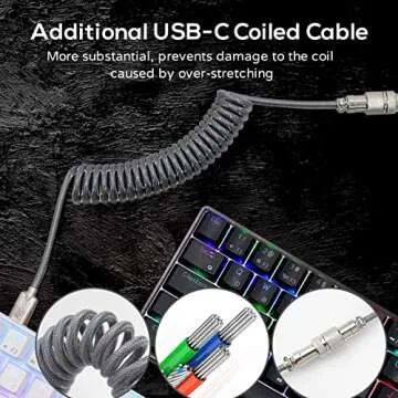 RK ROYAL KLUDGE RK61 60% Mechanical Keyboard with Coiled Cable, 2.4Ghz/Bluetooth/Wired, Bluetooth 61 Keys, Wireless RGB Hot Swappable Brown Switch Gaming Mini Keyboard with Software - White