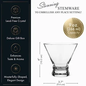 Elegant Stemless Martini Glasses Set of 4 for Cocktail Lovers