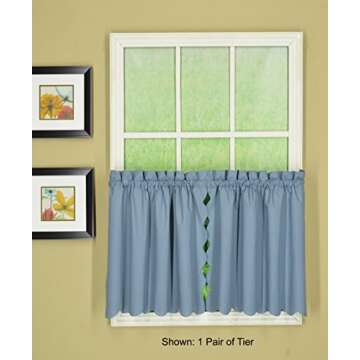 Today's Curtain Orleans Scallop Curtain Set – Elegant Blue 60" W x 30" L