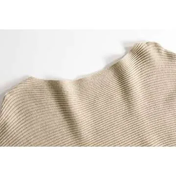 EDSTAR Boat Neck Batwing Sleeves Dolman Knitted Sweaters Autumn/Winter Pullovers Tops for Women Khak...