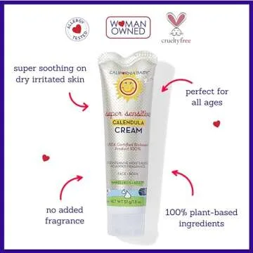 California Baby Calendula Cream (Unscented) | Soothing Baby Face Cream | 100% Plant-Based | Organic Calendula + Aloe Vera | Unscented Lotion For Sensitive Skin | Allergy Friendly | 1.8 oz / 51g