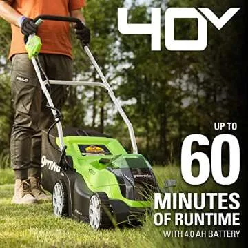 Greenworks 40V 14" Cordless (Push) Lawn Mower (75+ Compatible Tools), 4.0Ah Battery and Charger Included