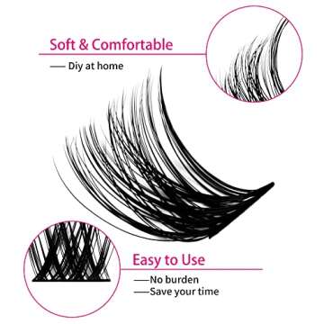 Lash Clusters 15-20mm 96Pcs Individual Lashes Cluster Mixed Tray D Curl Lash Clusters DIY Eyelash Extensions Individual Cluster Lashes DIY Lash Extension Kit Home (F2-0.07D, 15-20mm)