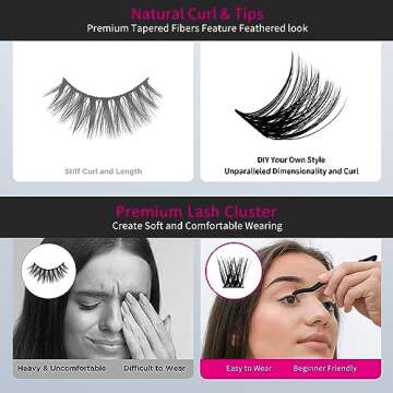 Lash Clusters 15-20mm 96Pcs Individual Lashes Cluster Mixed Tray D Curl Lash Clusters DIY Eyelash Extensions Individual Cluster Lashes DIY Lash Extension Kit Home (F2-0.07D, 15-20mm)