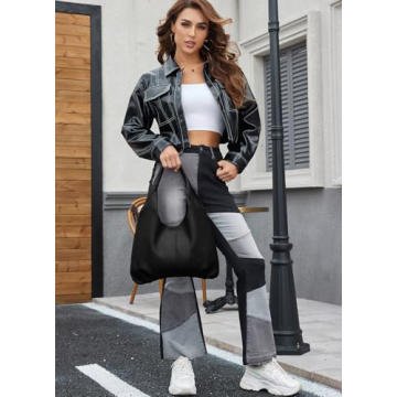 NIUEIMEE ZHOU Hobo Handbags for Women Retro Vegan Leather Shoulder Bags Tote Clutch Purses