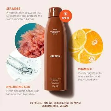 Isle Nourishing Body Mist w/SPF 50 – Body Sunscreen Spray w/Sea Moss, Hyaluronic Acid, Vitamin C & More - Hydrating Vegan Sunscreen Mist - Lightweight SPF Spray for All Skin Types – 6 fl oz