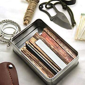 Pocket Survival Fire Starting Tin Fatwood Hand Cut in USA Bushcraft Outdoorsman Hunting Hiking Fishi...