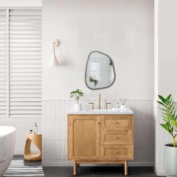 HLFMVWE Irregular Asymmetrical Mirror Wall Mounted, Unique Vanity Mirror, Shaped Dressing Mirror Decorative for Living Room, Bathroom, Bedroom, Entryway Wall Decor