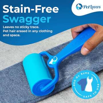 PetLovers EzRoll Reusable Lint Roller - Sticky for Life & Multi-Purpose Pet Hair, Dust, & Lint Remov...