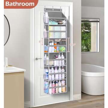 MISSLO Over the Door Organizer Hanging Storage with 6 Large Pockets 12 Side Pockets Closet Door Orga...