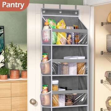 MISSLO Over the Door Organizer Hanging Storage with 6 Large Pockets 12 Side Pockets Closet Door Organizer Heavy Duty Baby Organization for Bathroom, Pantry, Bedroom, Nursery, Clothes, Toys, Diapers