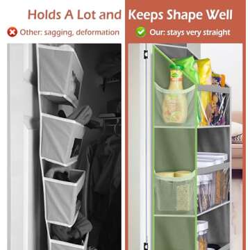 MISSLO Over the Door Organizer Hanging Storage with 6 Large Pockets 12 Side Pockets Closet Door Organizer Heavy Duty Baby Organization for Bathroom, Pantry, Bedroom, Nursery, Clothes, Toys, Diapers