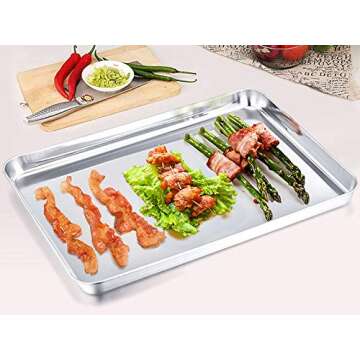 TeamFar Baking Sheet, Stainless Steel Baking Pan Cookie Sheet, Healthy & Non Toxic, Rust Free & Less...