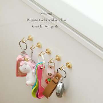 Neosmuk Magnetic Hooks, 30lb+ Heavy Duty Earth Magnets with Hook for Refrigerator, Extra Strong Crui...