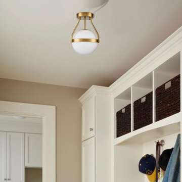 HOLKIRT Brass Globe Modern Ceiling Light Fixture