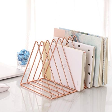 Sooyee 9-Slot Rose Gold Magazine Holder for Home Office