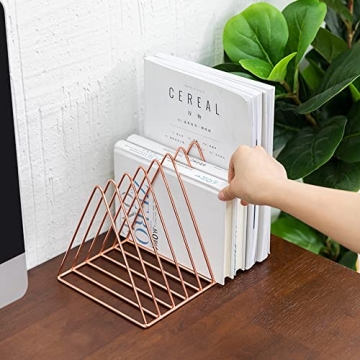 Sooyee 9-Slot Rose Gold Magazine Holder for Home Office