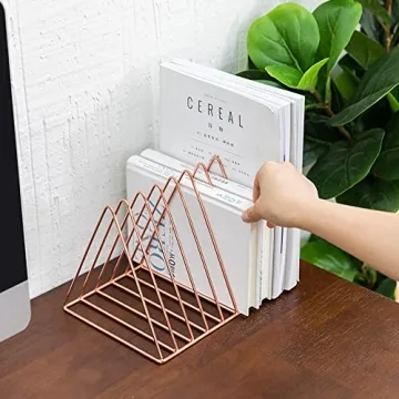 Sooyee 9-Slot Rose Gold Magazine Holder for Home Office