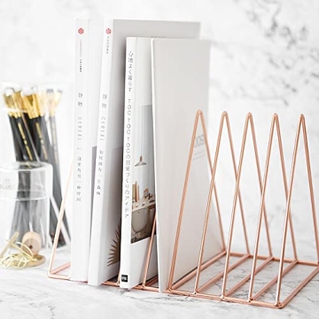 Sooyee 9-Slot Rose Gold Magazine Holder for Home Office