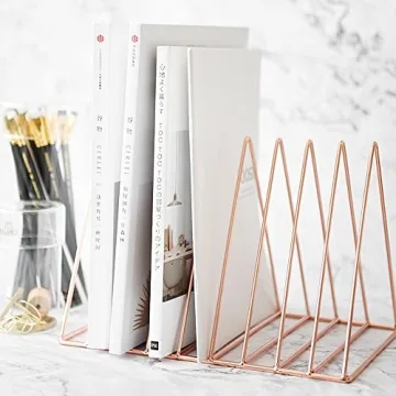 Sooyee 9-Slot Rose Gold Magazine Holder for Home Office