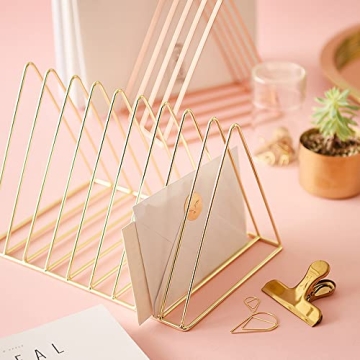Sooyee 9-Slot Rose Gold Magazine Holder for Home Office