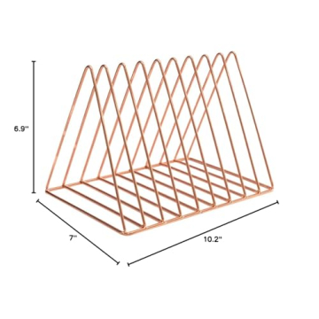 Sooyee 9-Slot Rose Gold Magazine Holder for Home Office