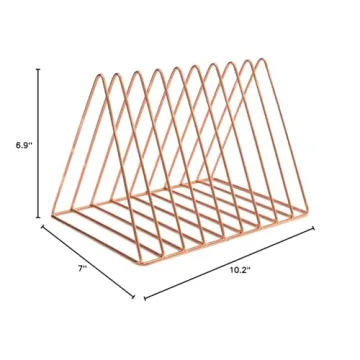 Sooyee 9-Slot Rose Gold Magazine Holder for Home Office