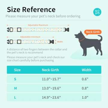 Gelwoo Dog Collars with Buckle Adjustable for Cute Girl Female Boy Dogs,Special Soft and Fancy Dog Pet Collar with Flower Design for Small Medium Large Dogs (S, Cyan-Daisy)