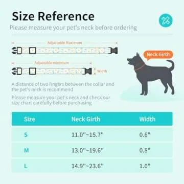 Gelwoo Dog Collars with Buckle Adjustable for Cute Girl Female Boy Dogs,Special Soft and Fancy Dog Pet Collar with Flower Design for Small Medium Large Dogs (S, Cyan-Daisy)