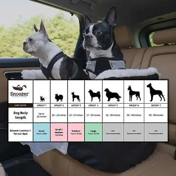 Snoozer Dog Car Seat with Storage Tray: Lookout II Dog Booster Car Seat Medium Sized Dog, Pet Car Seat to Help Car Sickness for Dogs, Included Harness Strap, Anthracite Removable Washable Cover