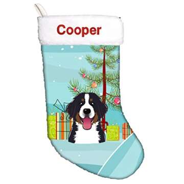 Caroline's Treasures BB1609CSEMB Christmas Tree and Bernese Mountain Dog Personalized Christmas Stoc...