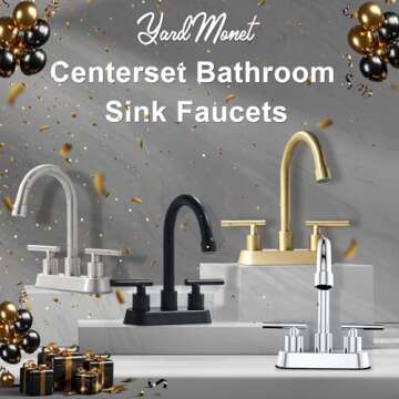 YardMonet Black Bathroom Faucets, 2 Handle Bathroom Sink Faucet, 4-Inch Centerset Bathroom Sink Fauc...