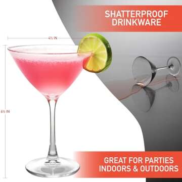 D'Eco Unbreakable Martini Glasses Set of 4 - Stylish & Durable