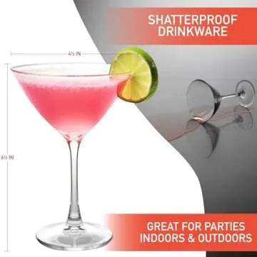 D'Eco Unbreakable Martini Glasses Set of 4 - Stylish & Durable