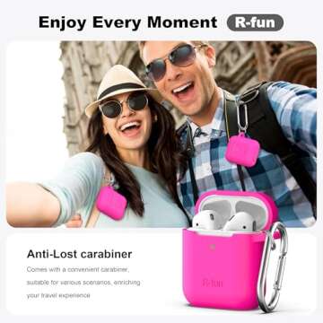 R-fun Rose Pink AirPods Case Cover with Keychain